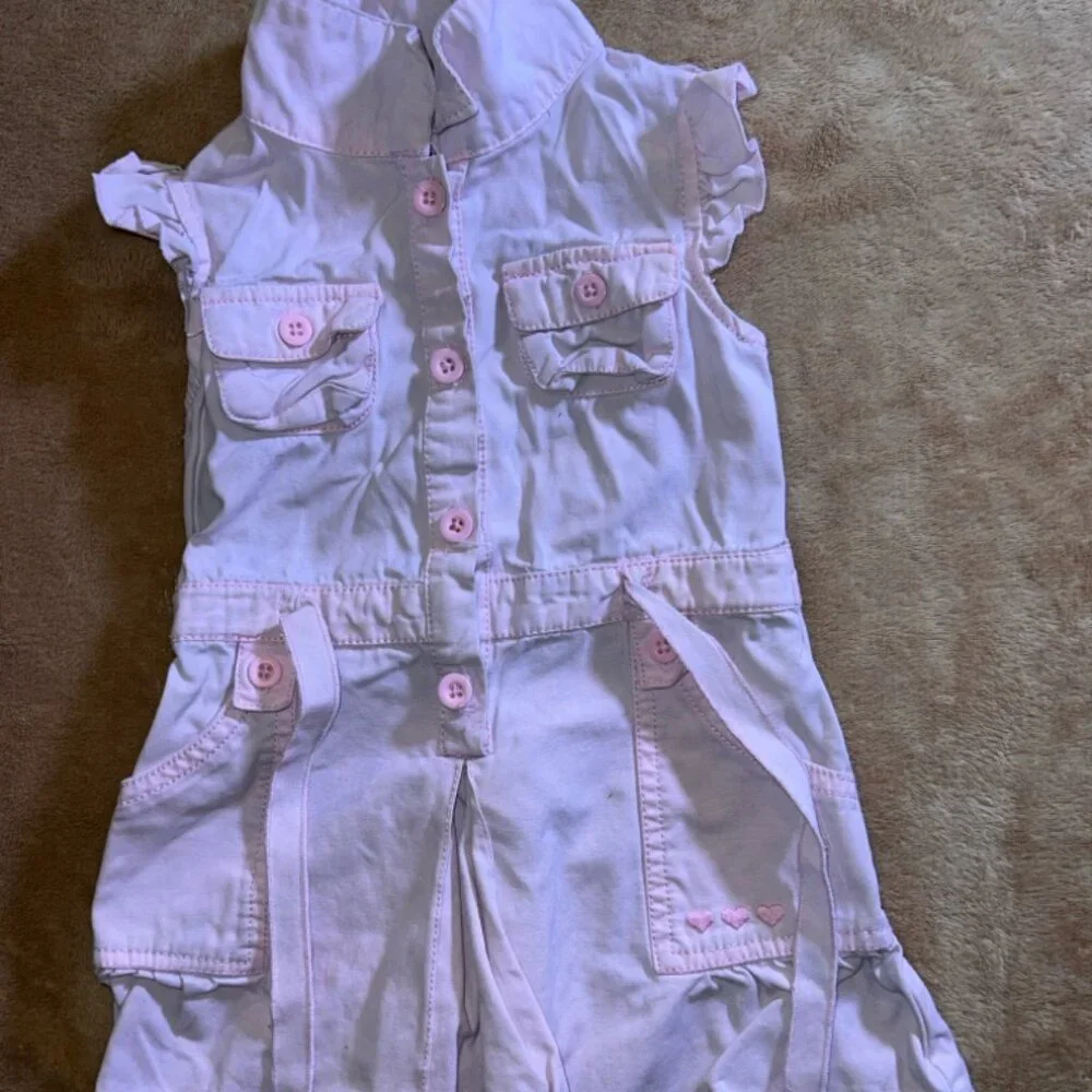 Vtg Children's Place Girls 24 Months Pale Pink Button Sleeveless Tie Belt‎ Dress